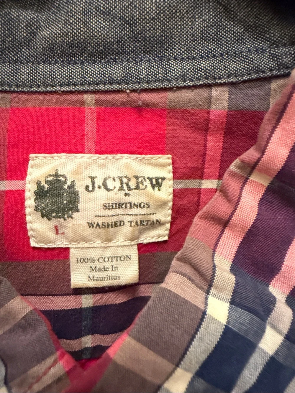 J. Crew Red and Navy Plaid Button-Down Shirt